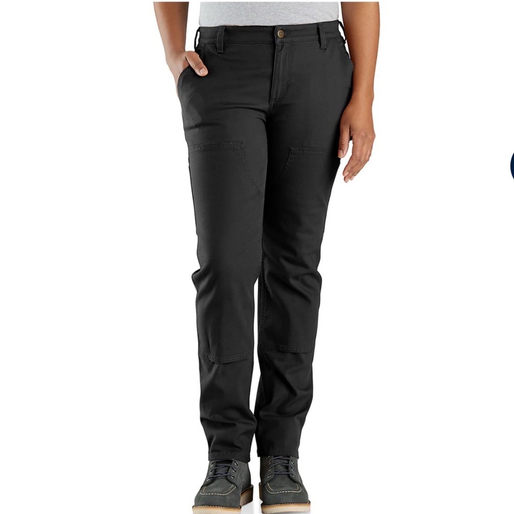 Carhartt Double Front Work Pants Women 18 Tall Black Rugged Flex 104296-BLK